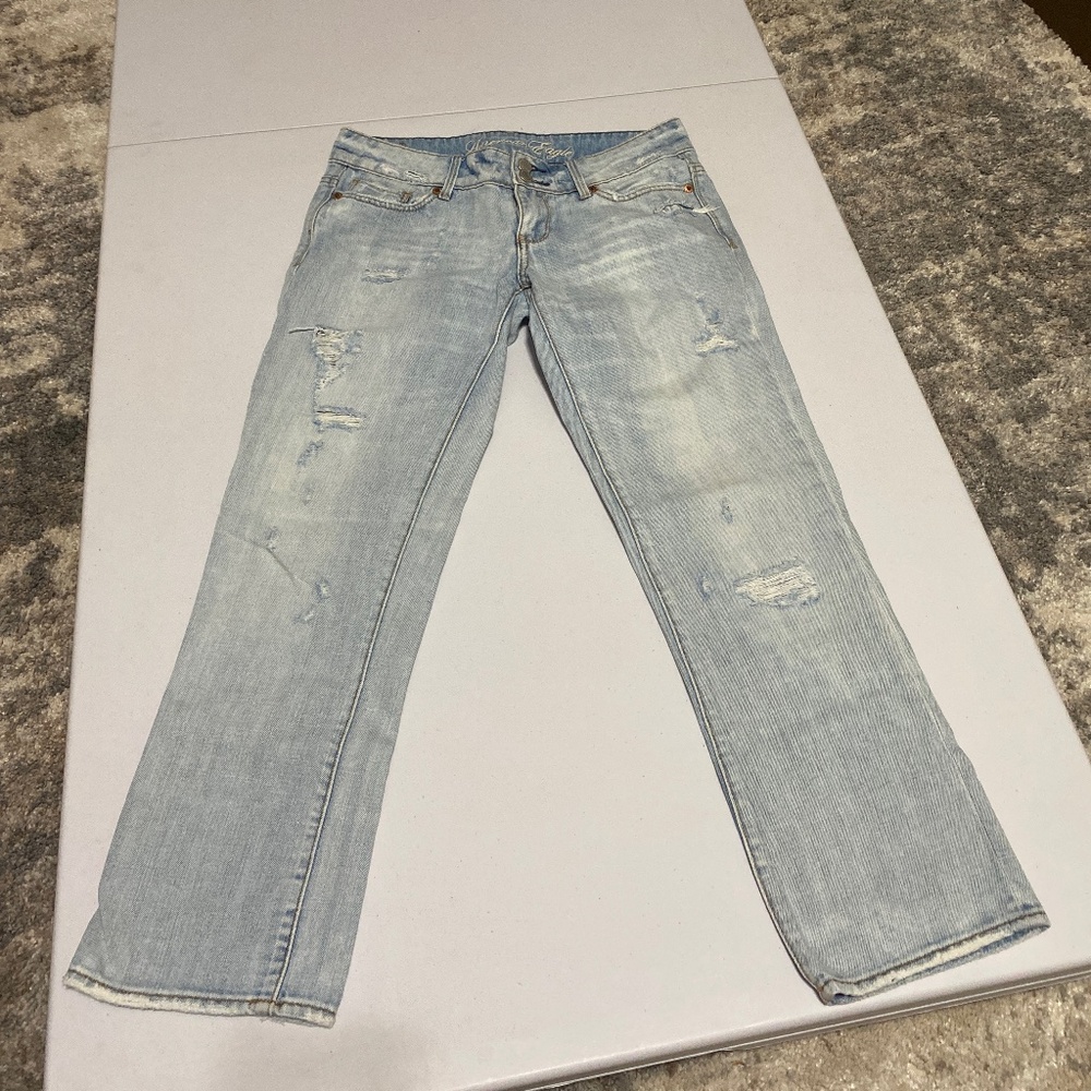 American eagle womens Light Blue Jeans Regular straight leg vintage 100% cotton